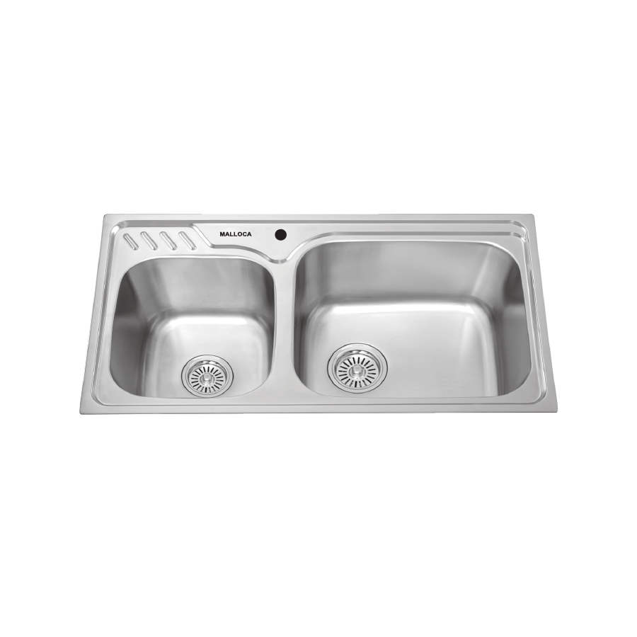 Chậu rửa chén 2 hố Inox 304 kích thước 80 cm Malloca MS1003New