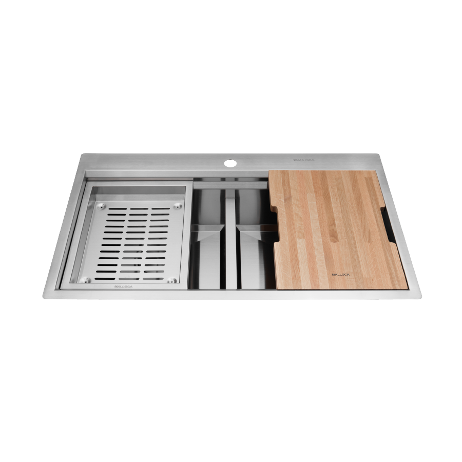 Chậu rửa chén 2 hố Inox 304 kích thước 86 cm Malloca SLIDE MS862