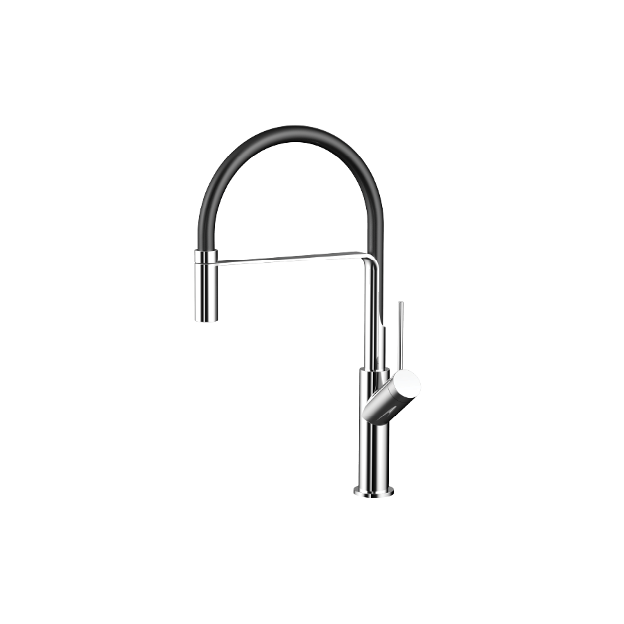 Vòi rửa chén nóng lạnh dây Silicon đồng thau Chrome Malloca K081C