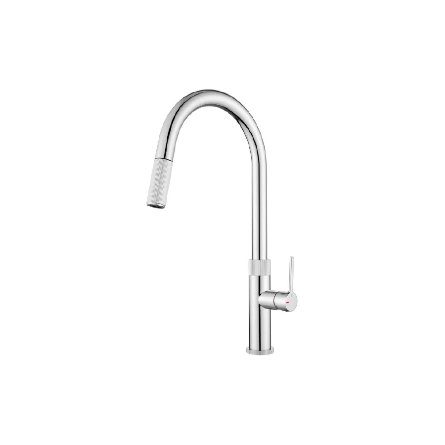Vòi rửa chén nóng lạnh đồng thau mạ PVD Inox Malloca K1090SS
