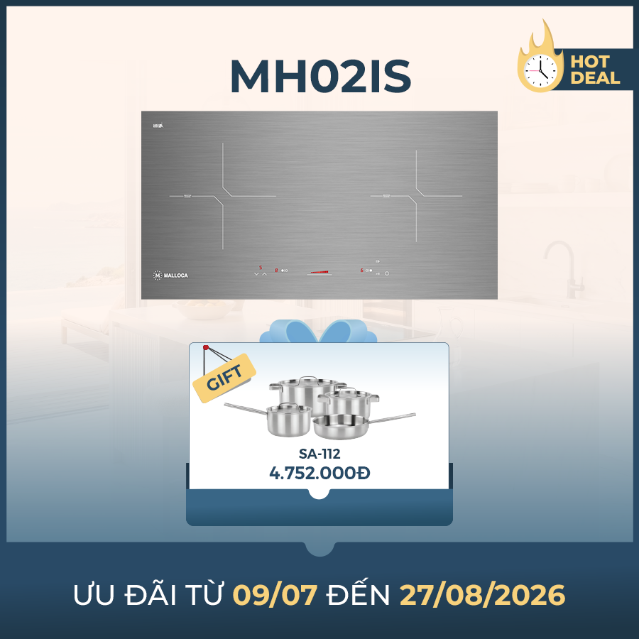 Bếp từ 2 vùng nấu 72 cm Malloca MH02IS