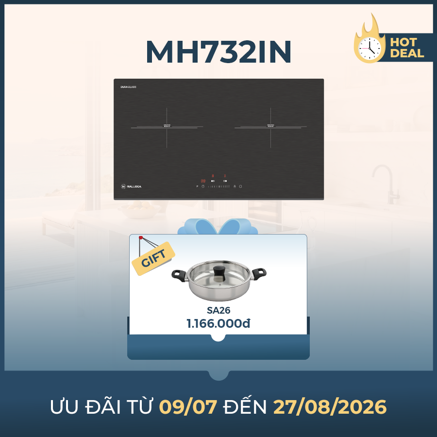 Bếp từ 2 vùng nấu 73 cm Malloca MH732IN
