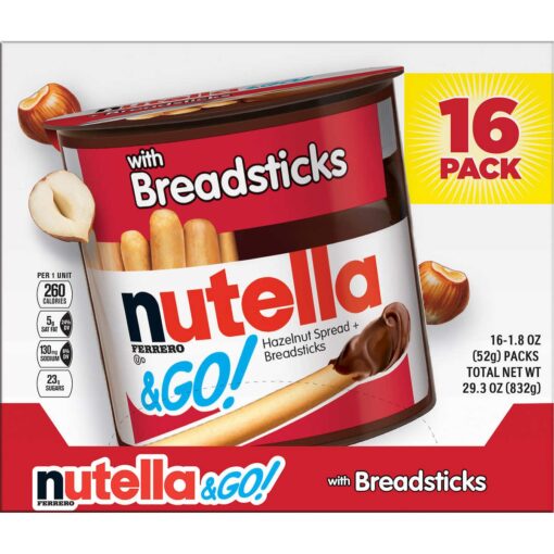 Bánh Que Chấm Socola Nutella &Amp; Go Hazelnut Spread Breadsticks Thùng 16 Gói