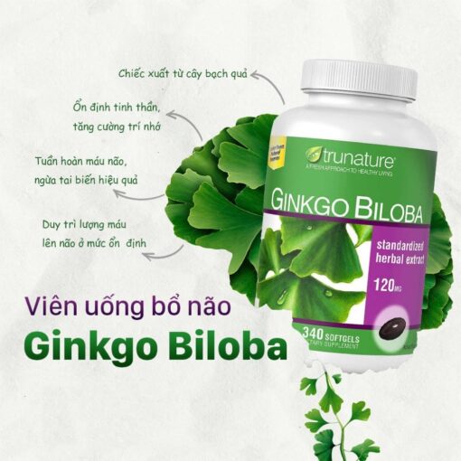 Viên Uống Trunature Ginkgo Biloba 120Mg 340 Viên Hỗ Trợ Bổ Não